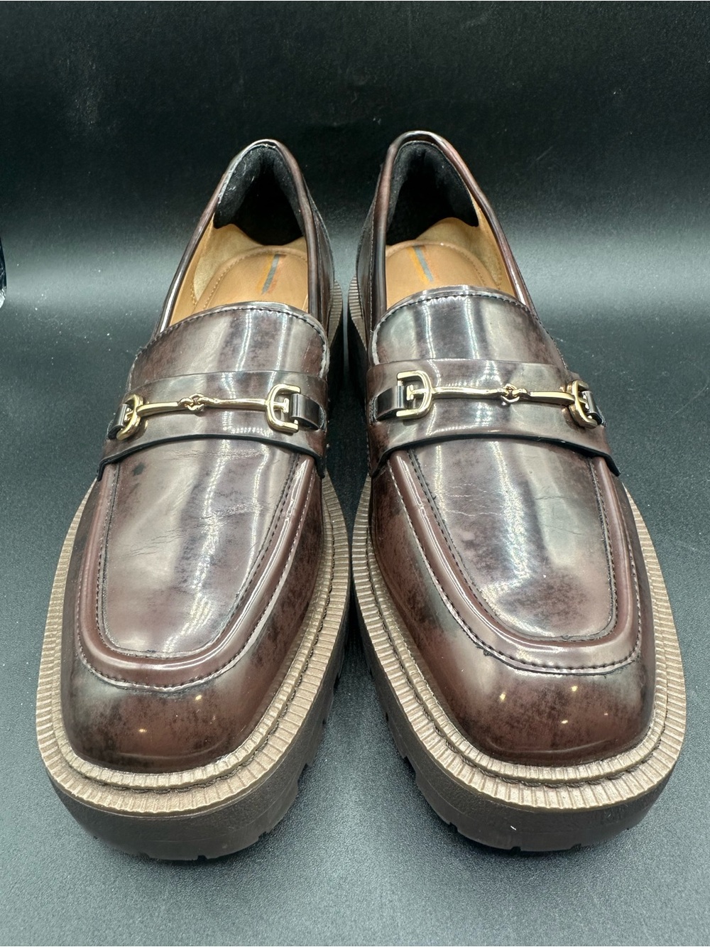 Sam Edelman LAURS LUG SOLE LOAFER Chunky Platform Flats Chestnut Brown size 9 - Picture 2 of 6
